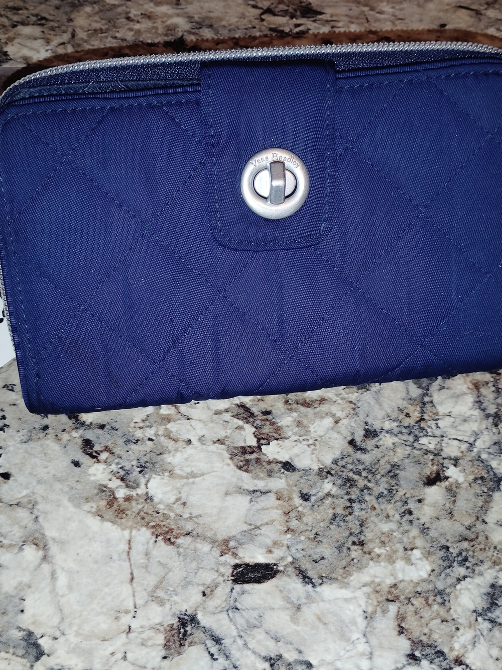 Vera Bradley Deep Navy Quilted Turn-Lock Wallet. New Gorgeous Large - Picture 2 of 5